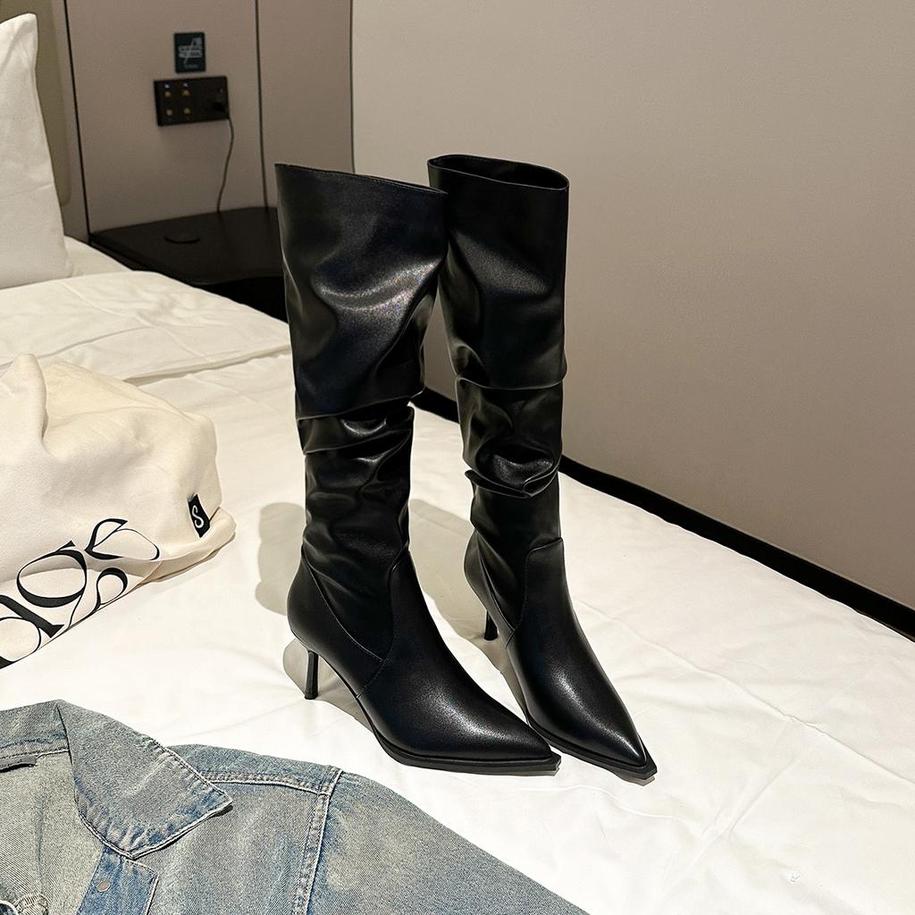 Fashion Thin High Heeled Women Fashion Knee-High Boots Pointed Toe Stiletto Heel Long Boots Lady Elegant Outwear Shoes Botas Para Mujer
