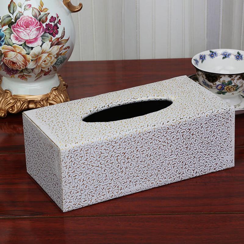 Cmaos European Leather Carved Tissue Box