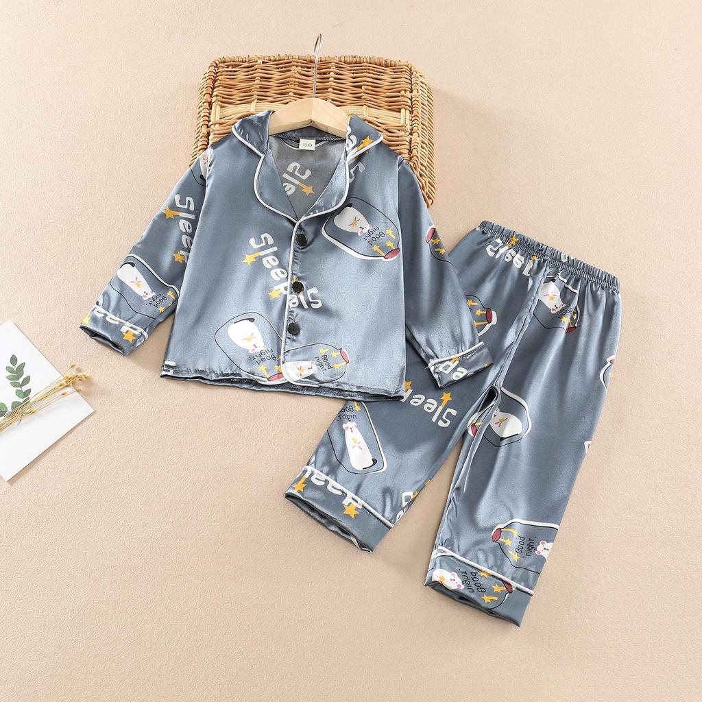 Conjunto de Pijama Infantil de Algodón Seda de Dibujos Animados