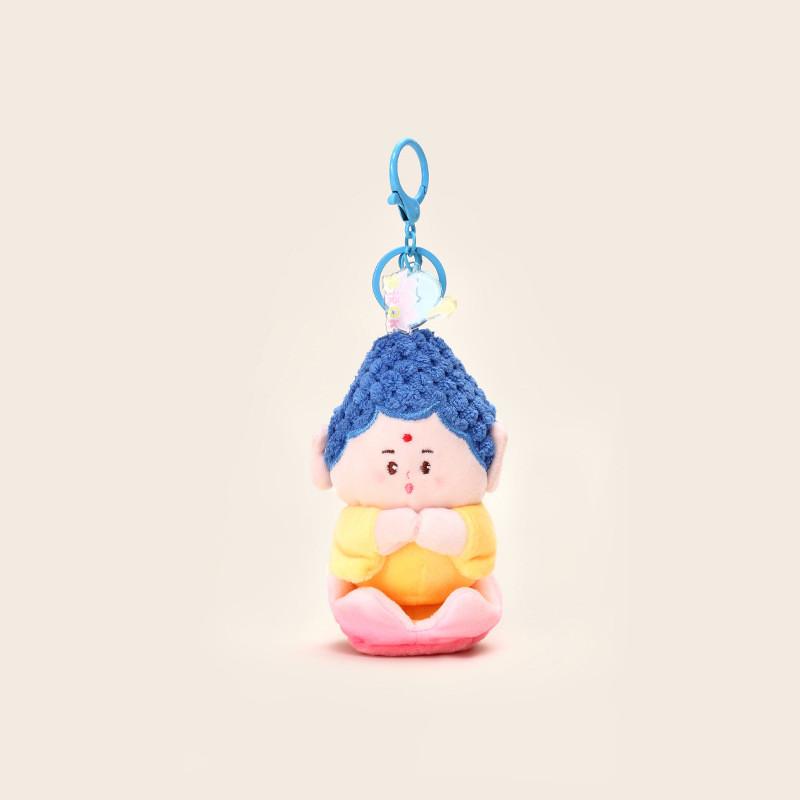 Symbolic Buddha Plush Keychain With Magnetic Sucker And Pullout Base For Key And Bag Accessories
