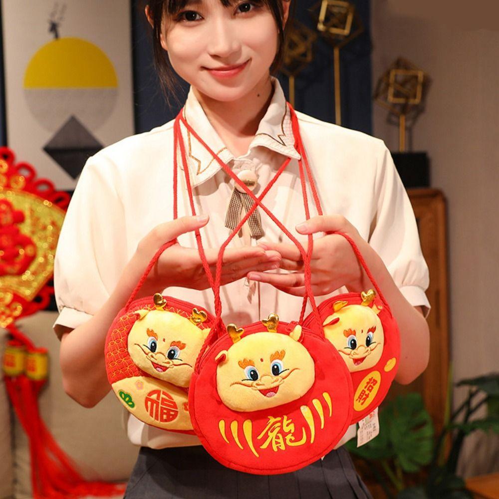 Lucky Money Wallet 2024 Red Envelope Hongbao Dragon Year Mascot Creative Money Packing Bag  Kids