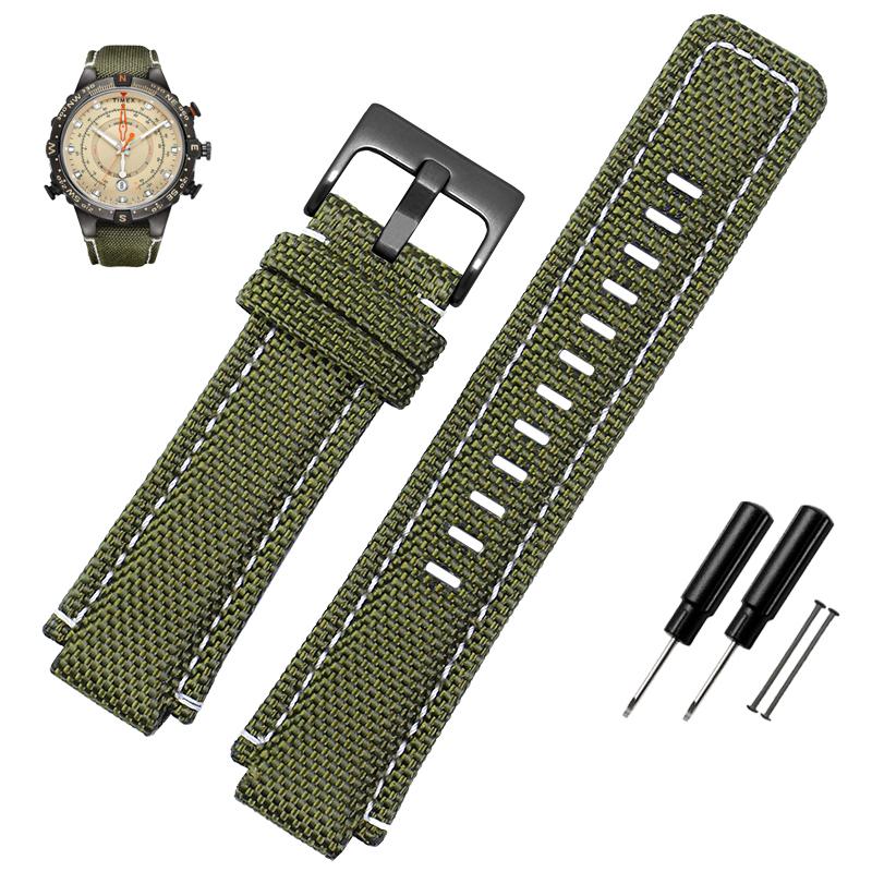 Pro hodinky TIMEX Řemínek TW2T76500 T2N721 T2N720 Sportovní Vysoce kvalitní Nylonové Plátno Řemínek na hodinky Pánské Tide Compass 24×16MM Náramek
