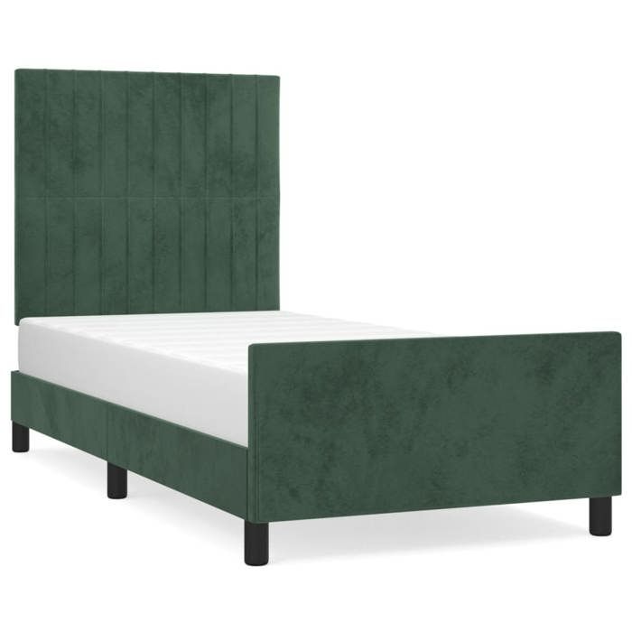 VidaXL Bed Frame with Headboard Dark Green 90x190 Cm Velvet3125852