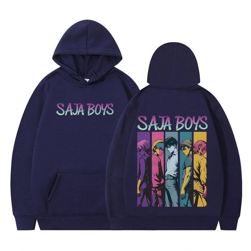 KPop Demon Hunters Saja Boys Fashion Graphic Hoodie Men Women Vintage Tracksuit Long-sleeved Loose Casual Oversized Sweatshirt