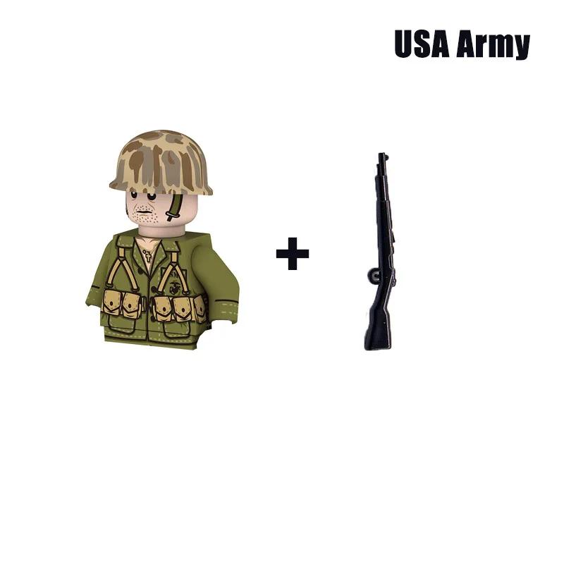 Kids Toys WW2 Military Army Sets Building Blocks Soviet US China Soldiers Mini Action Figures Medal Toys For Kids Birthday Gifts