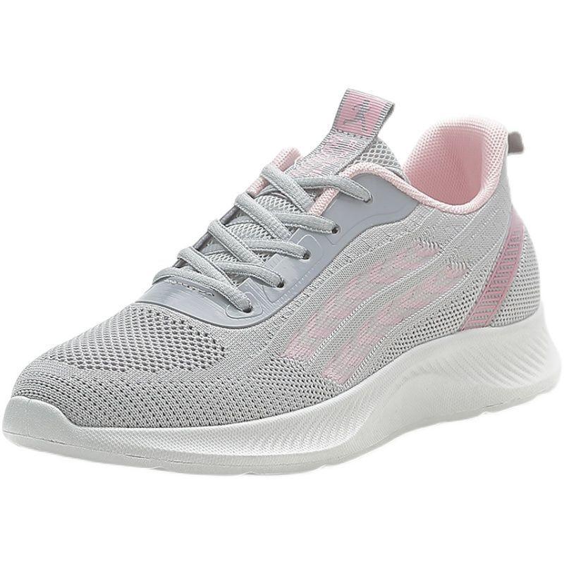 Women's Flying Textile Shoes Spring and Autumn Leisure Sports Soft Sole Light Running Shoes Breathable Non-slip Flat Mother's Shoes