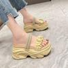 Fairy Summer Wedge Heel Slippers: Thick Sole, Height-Boosting, Petite Women's Cool Outdoor Two-Wear Beach Slippers.