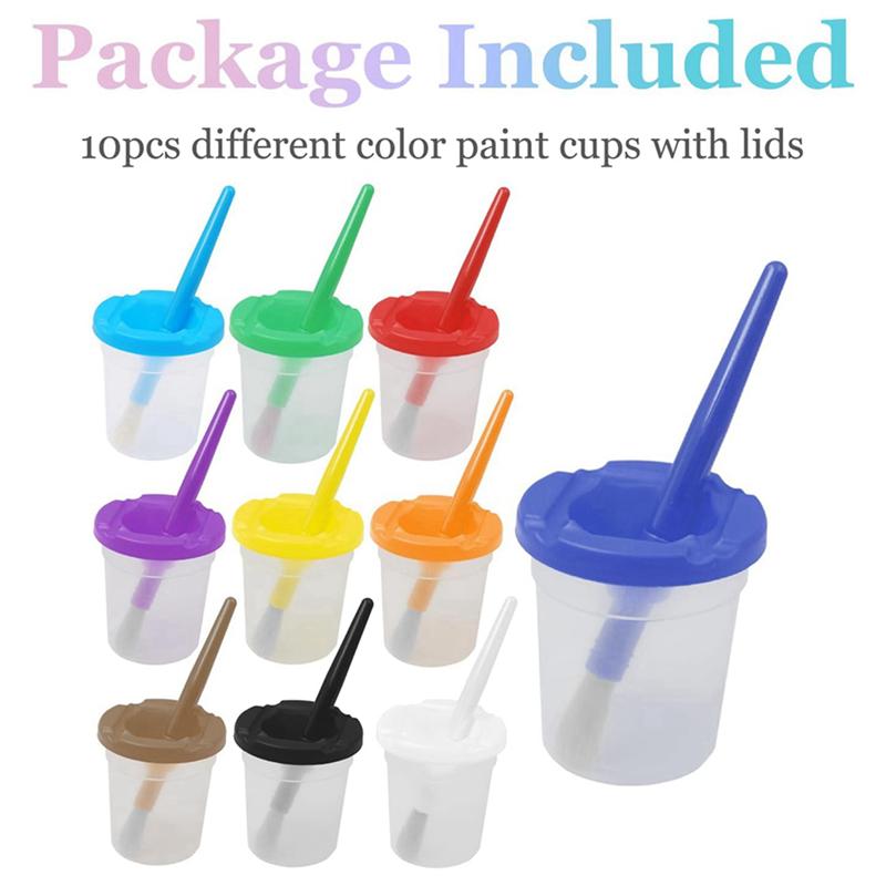 30Pcs Paint Cups With Lids For Kids, Spill Proof Learning Color Cups For Artist