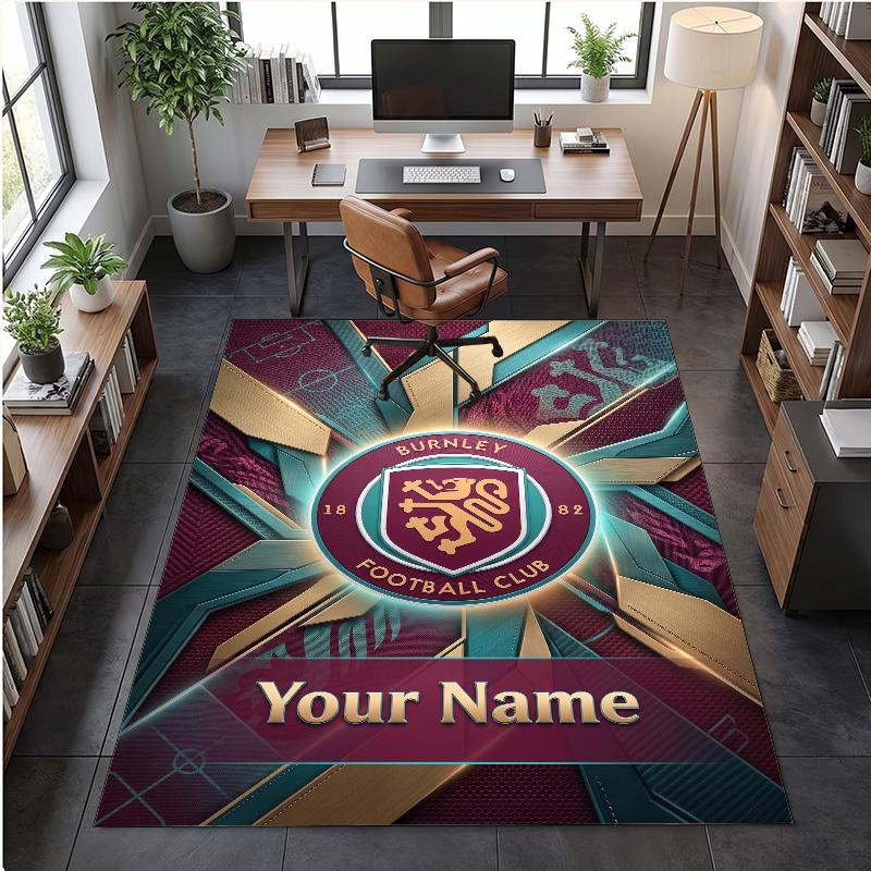 Crystal Velvet Rug Burnley Football Print Custom Name Text Floor Mat Home Decor