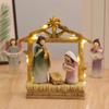 12Pcs LED Nativity Scene Set Resin Christmas Manger Angel Figurines with Star Light Holiday Tabletop Decor for Home Church