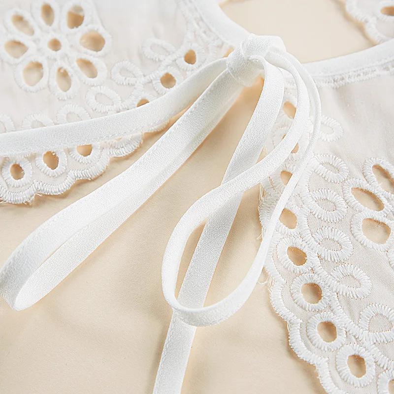 Shirt Fake Collar for Women False Collars Embroidery Floral Lace Lapel Blouse Detachable Collars Decorative Shawl Faux Col