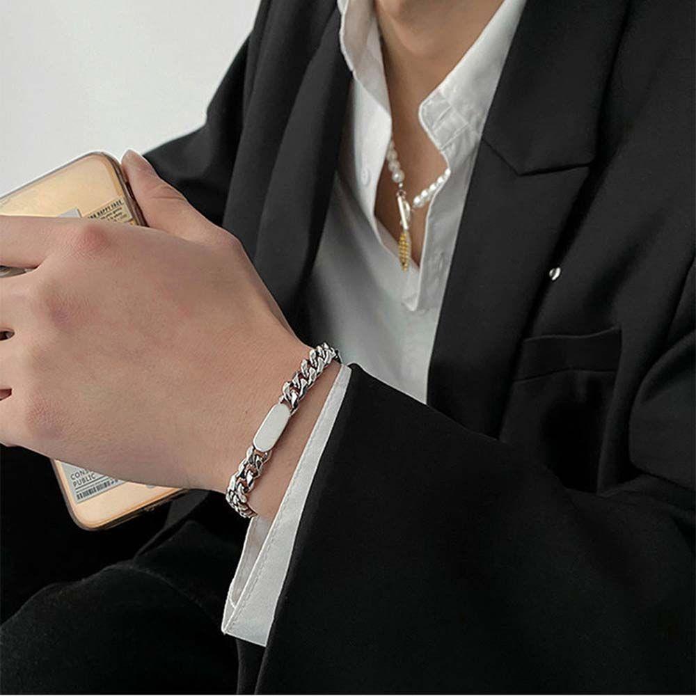 

Геометрические регулируемые серебряные браслеты корейского стиля для мужчин, модные ювелирные изделия, мужские ожерелья