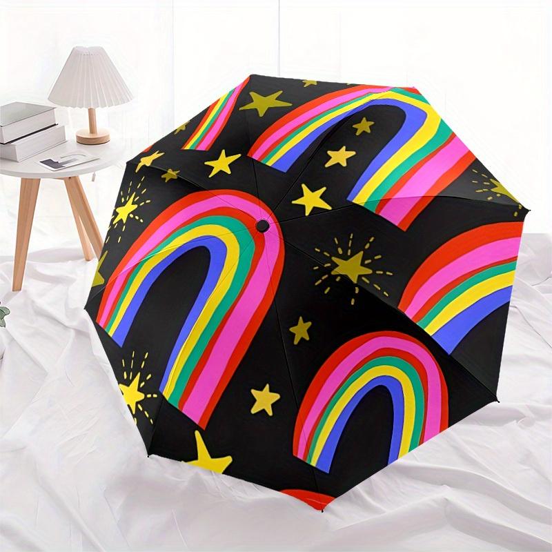 1pc Rainbow Automatic Open/close Folding Umbrella, Compact Portable Travel Umbrella,Durable Construction yy250814120