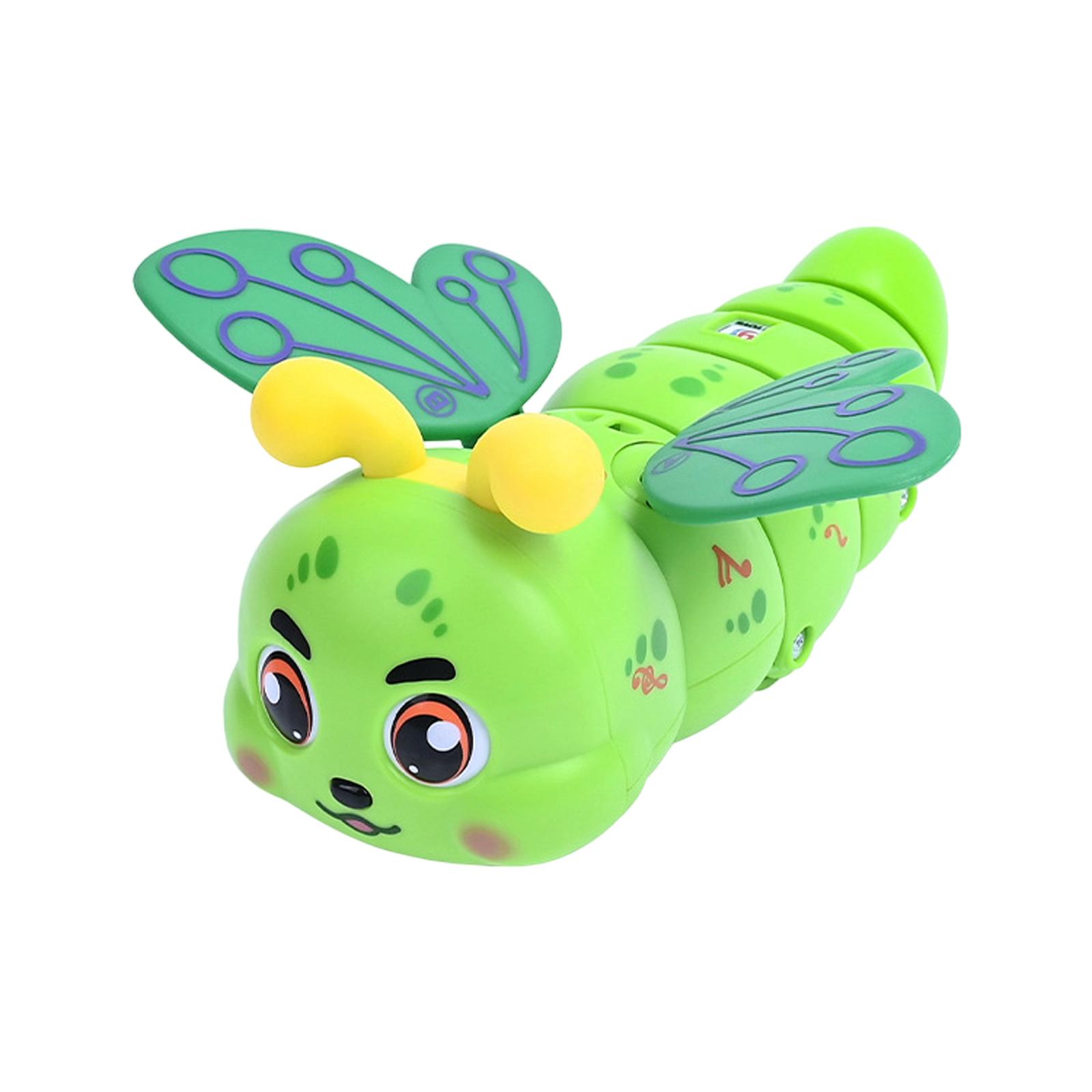Electric Stunt Rotating Crawling Caterpillar Toy with Handle Lantern Sound and Light Effects Interactive Crawling Insect Toy for Kids One Size