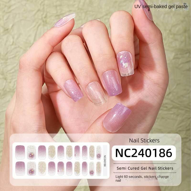 New Hot Stamping Laser Gel Nail Stickers French Nail Polish Glue Semi-cured Gel Nail Stickers