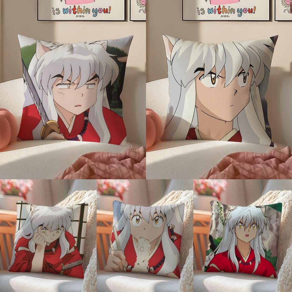Japanese anime lInuyasha Cushion Cover Pillowcase Short Plush Invisible zipper Room Sofa Cushion Cover