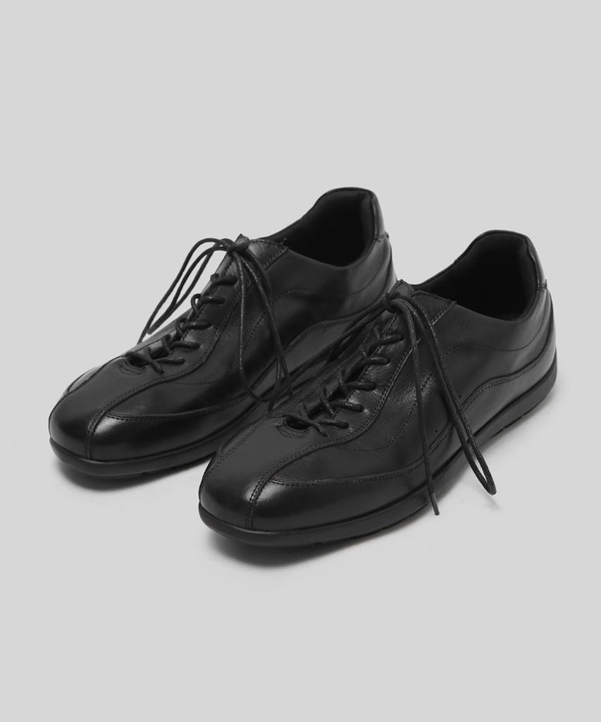 Wetheroad Wtrd3115 Faules Pferdeleder Renn-Sneaker Gewaschenes Schwarz