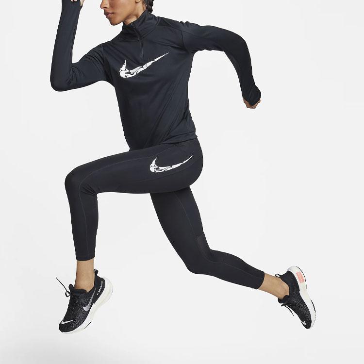 Nike Fast Large Logo Print Mid-Rise Pocket Design Leggings Women leggings Black FN3268-010
