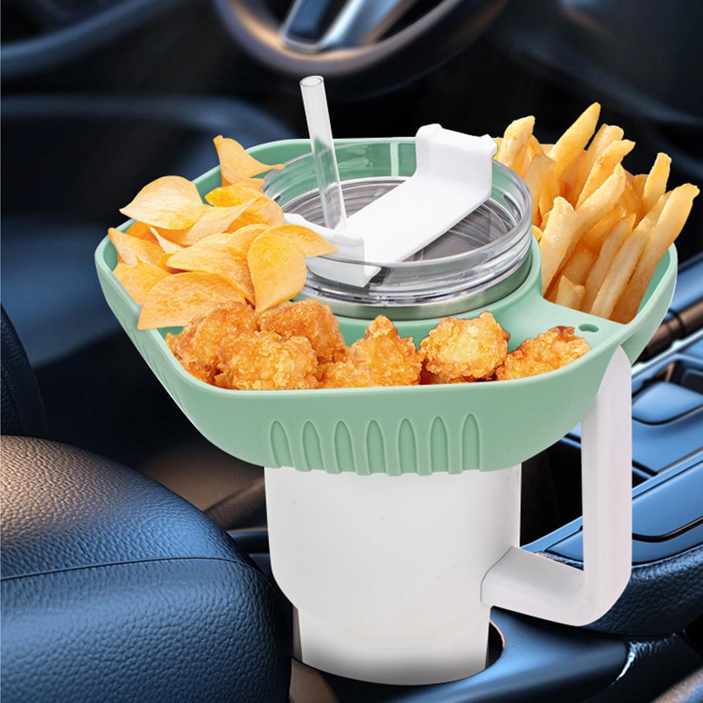 

Миска для закусок, силиконовая многоразовая тарелка для закусок, контейнер для закусок для стакана Stanley объемом 40 унций с ручкой зелёный