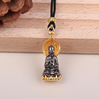Przenośny Mini Amulet w Kształcie Statuetki Buddy Naszyjnik z Zawieszką Retro Wszechstronne Akcesoria Prezent Dla Mężczyzn i Kobiet