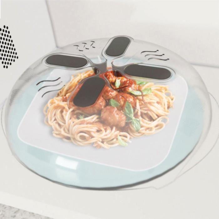 Couvercle pour micro-ondes - HOVER COVER - Anti-pulvérisation - 30cm x 8.5cm - Plastique - Transparent