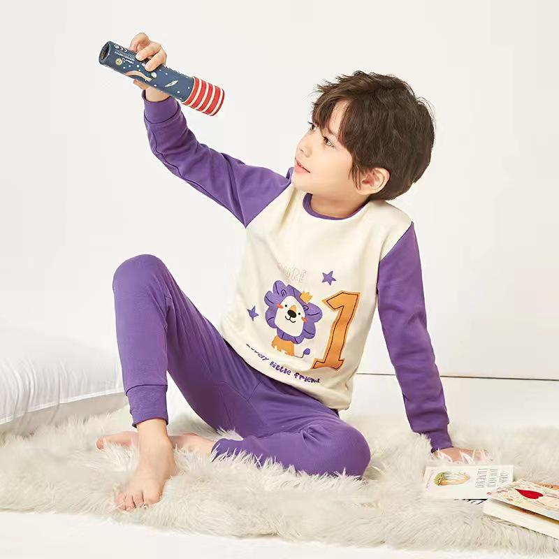 Kids' Pure Cotton Autumn Clothing Set: Warm Underwear, Base Layer Pajamas, and Knitwear for Boys and Girls