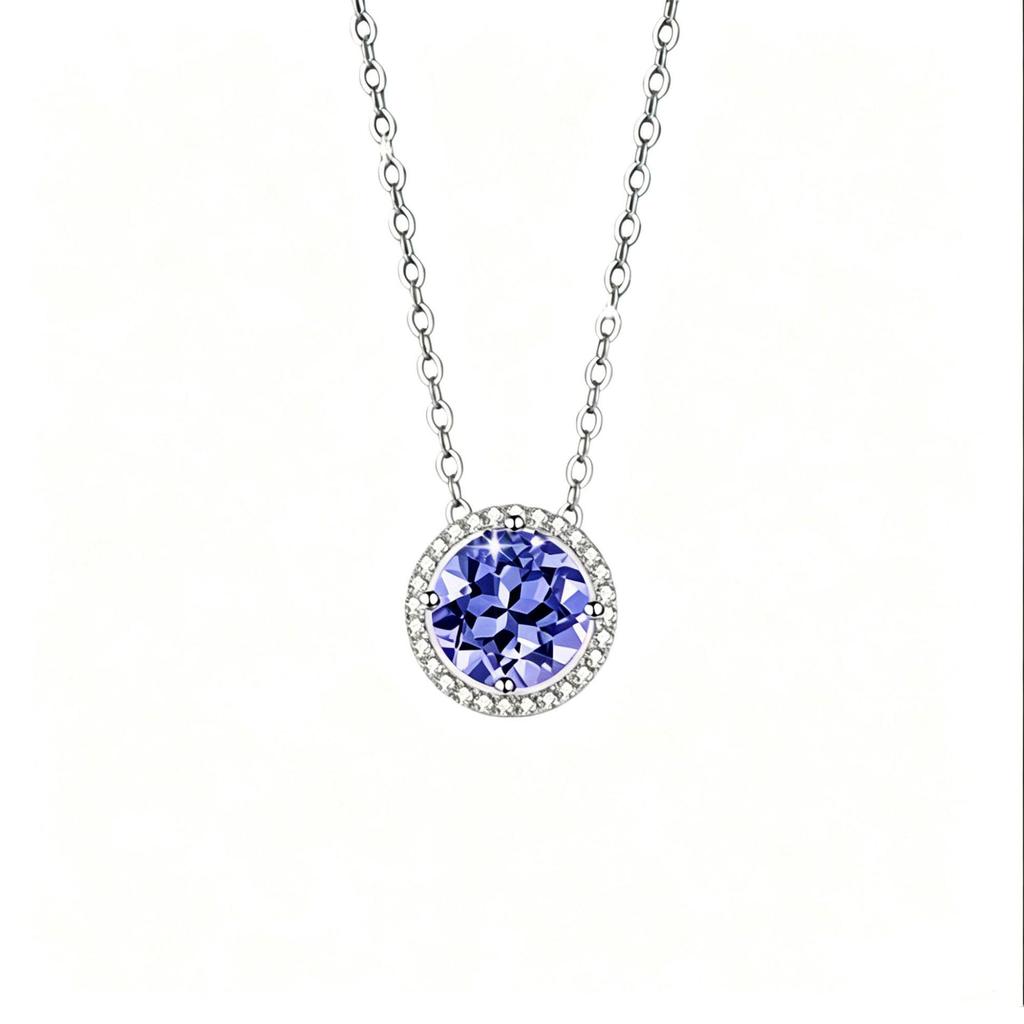 S925 Sterling Silver Natural Topaz December Birthstone Necklace, Simple Versatile Clavicle Chain