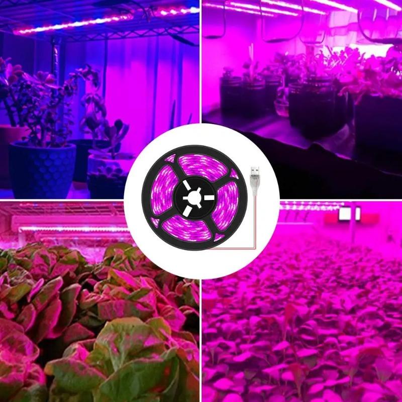 5V LED Plant Grow Light Full Spectrum Phyto Lamp 1m 2m 3m 4m 5m Strip For Seeds Flower Greenhouse Tent Hydroponic Plants Lighting