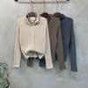C S In The Room Ita Angora Rib Wave Long Sleeve Knit Cardigan 3Color