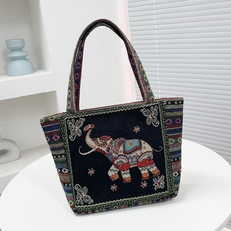 Embroidered Canvas Tote Bag - Chinese Style for University Women