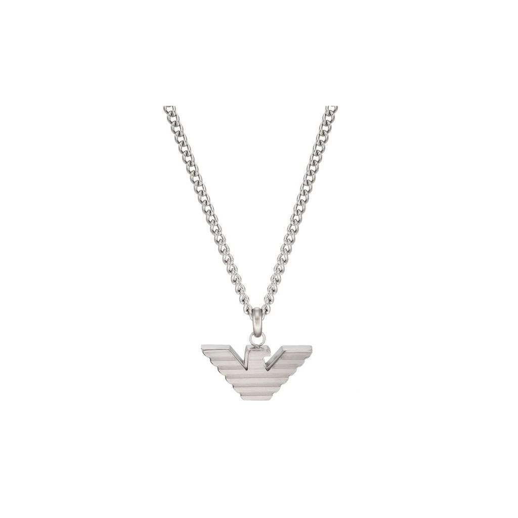 Emporio Armani Hip Hop Fashion Eagle Logo High-End Streetwear Stainless Steel Necklace Men Necklace Silver EGS2916040