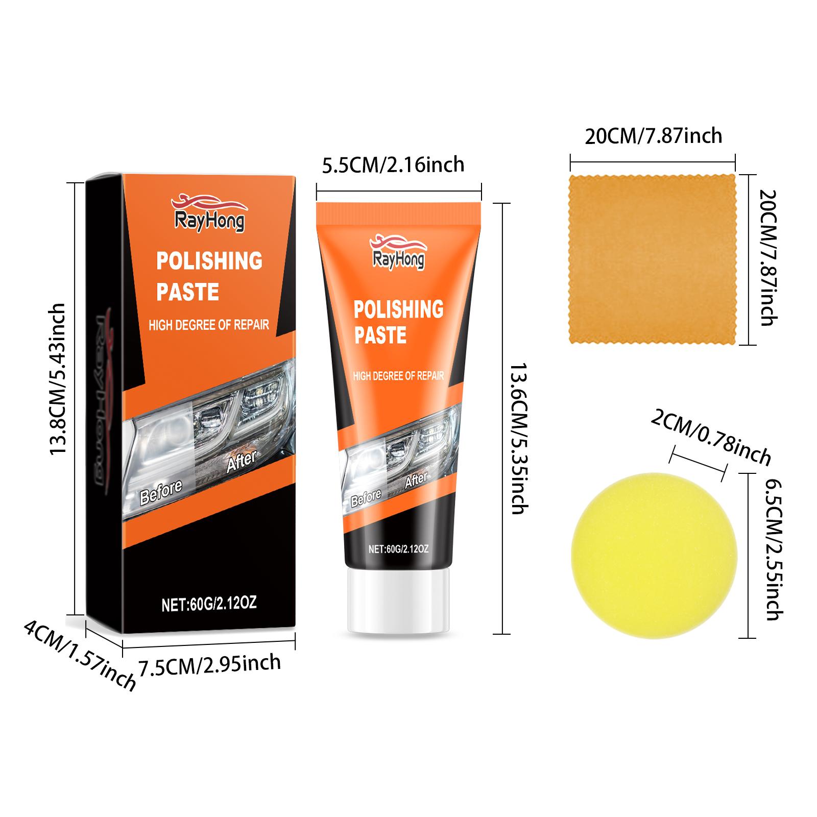 

Набор для восстановления фар 60 г со спонжем и полотенцем Осветлитель для фар Удаление царапин Инструменты для восстановления Паста для полировки линз автомобильных фар