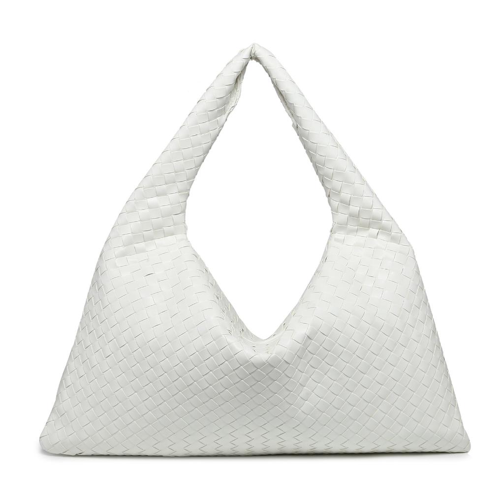 Hand-woven Solid Color Large-capacity Shoulder Bag Women's 2025 New Style Simple Casual Handbag