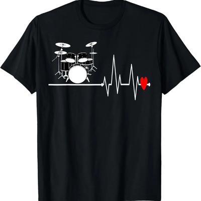 T-shirt Cœur de Tambour Battements de Tambour pour Batteurs
