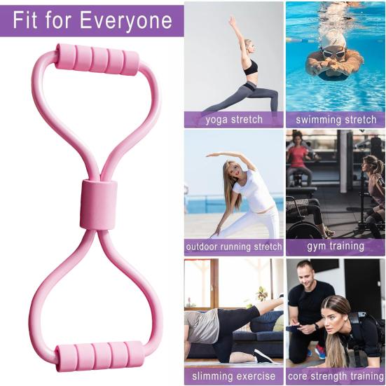 1/2 ks Obrázek 8 Fitness odporový pás s protiskluzovou rukojetí pro muže a ženy, protahování paží a ramen, silový trénink, cvičení, elastický popruh, napínací lano