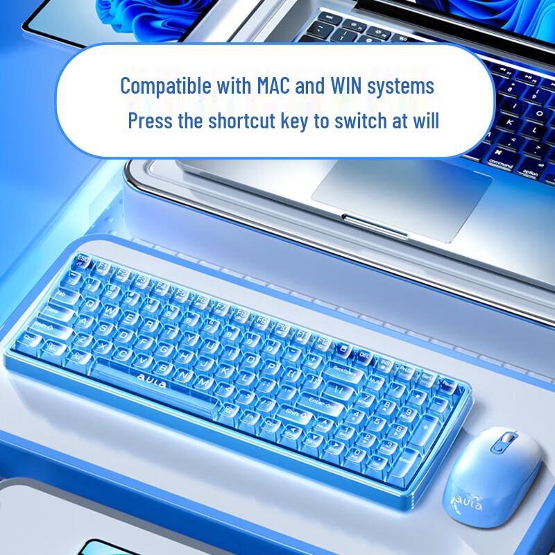 AULA AC210 Wireless Transparent Keyboard and Mouse Combo