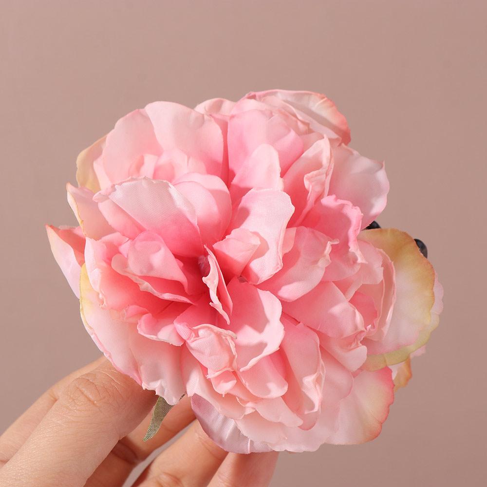 Cloth Peony Flower Hair Claw Ponytail Clip Large Shark Clip Artificial Flower Claw Clip Daily