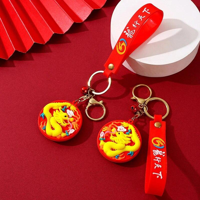 Roter Neujahrs-Schlüsselanhänger, süßer Drache-Schlüsselanhänger, Hängezubehör, Dekoration, chinesischer Drache, Glücksgeschenk für das Jahr