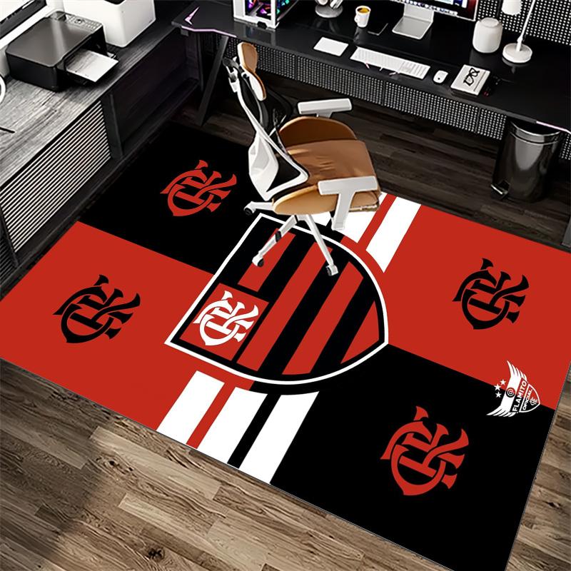 Flamengo Club Crest Red Black Print Area Rug Brazil Soccer Non‑Slip Rectangular Floor Mat Football Fan Bedroom Gaming Room Home Decor Rug