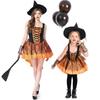 Costum Portocaliu Vrăjitoare Dovleac pentru Copii – Cosplay Halloween Rochie cu Coadă și Volane