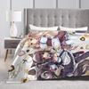 Soft Warm Blanket Picnic Nekopara Cartoon Game Throw Blanket  Flannel Bedspread For Living Room Fashion Sofa Bed Cover