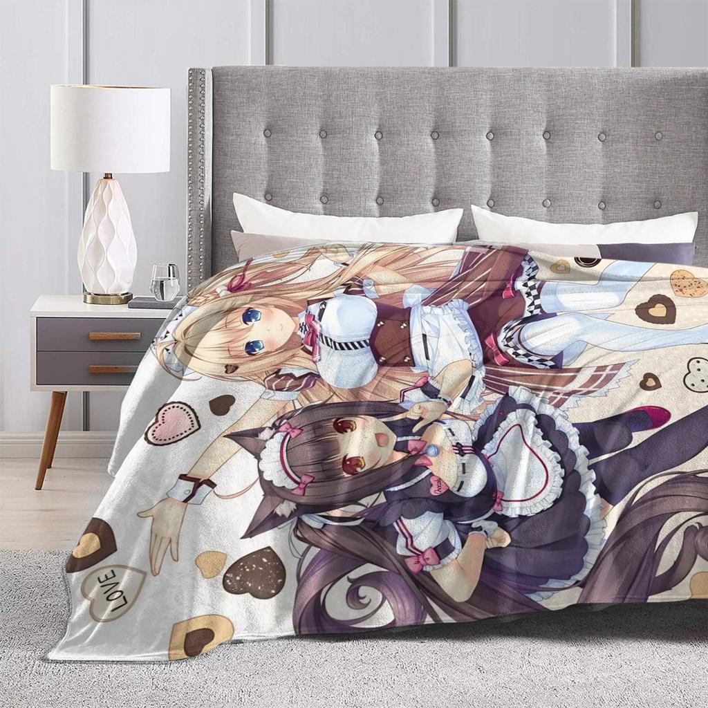 Soft Warm Blanket Picnic Nekopara Cartoon Game Throw Blanket  Flannel Bedspread For Living Room Fashion Sofa Bed Cover