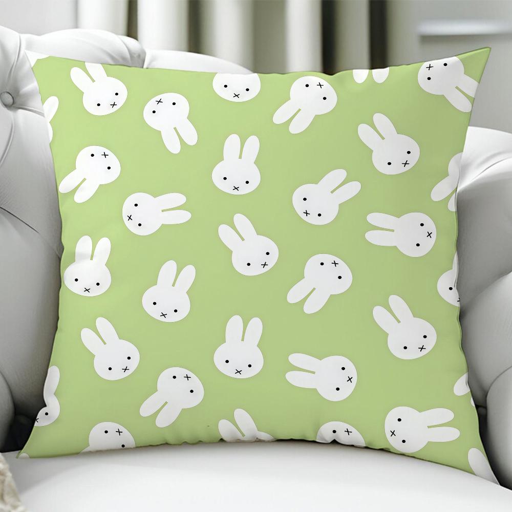 Animation Cute M-Miffy-Es Cushion Cover Birthday Anniversary Gifts Double Sided Printed Zipper Cushion Cover Soft Skin Bedding