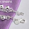 CHSHINE 925 Sterling Silver Round Square Roman Pendant Bracelet Fashion Charm Jewelry 20CM 8inches