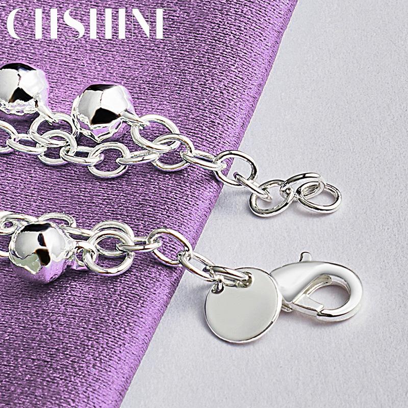 CHSHINE 925 Sterling Silver Round Square Roman Pendant Bracelet Fashion Charm Jewelry 20CM 8inches