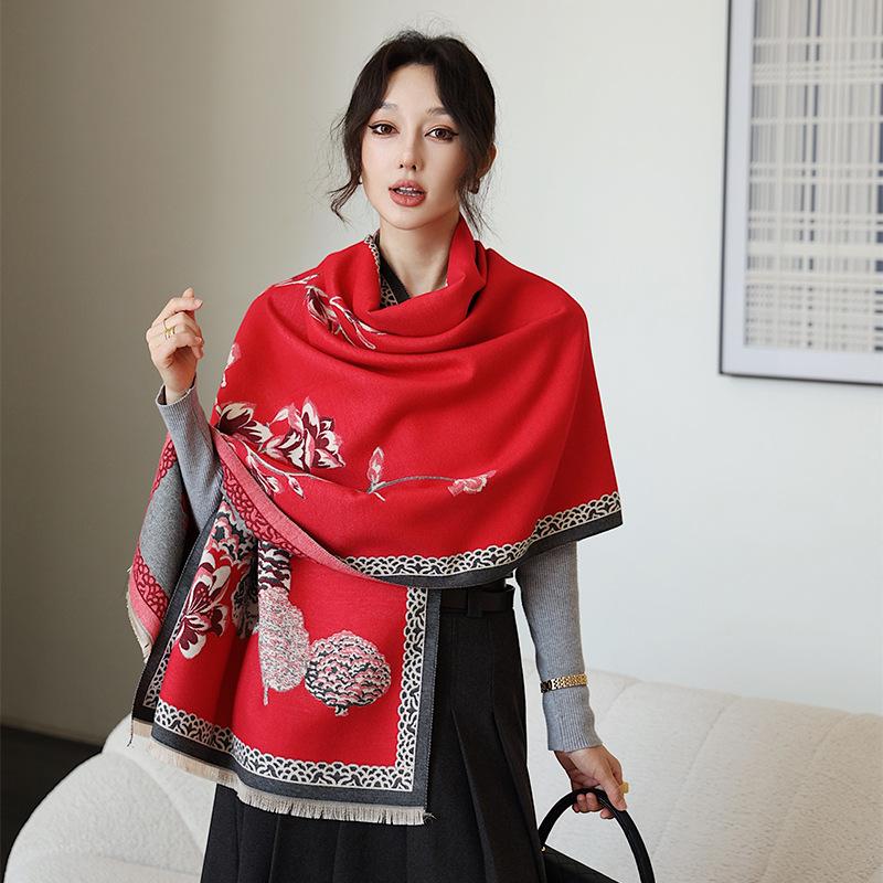 New Winter Scarf for Women Fashionable Double Sided Jacquard Shawl Warm and Thickened Versatile for Taking Photos Scarf