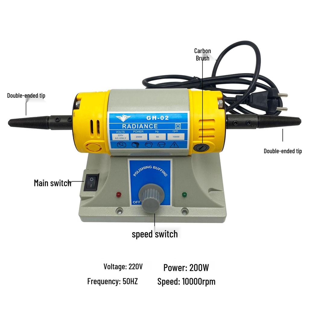 TM-2 Double-Head Desktop Polishing Machine for Multi-Functional Finishing and Burr Removal In Jade and Jewelry.