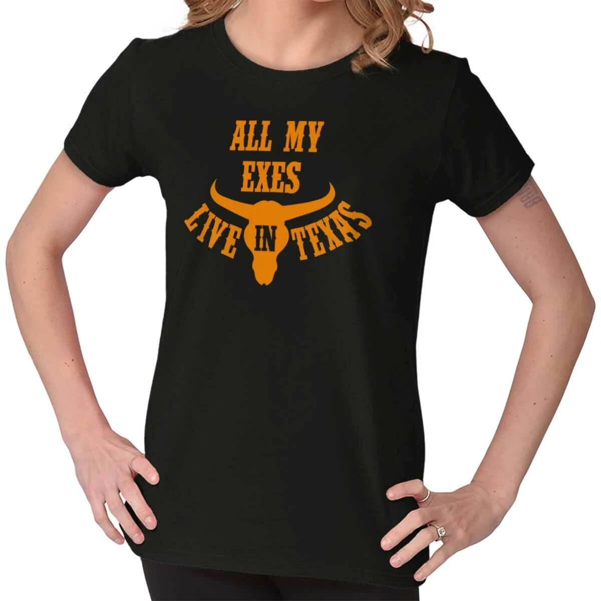 All My Exes Live in Texas Country Song Lyric Womens Top Junior Graphic Tee L