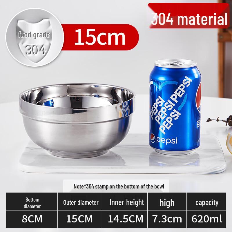 RuHan 15CM 304 Stainless Steel Soup Bowls (5-Pack)