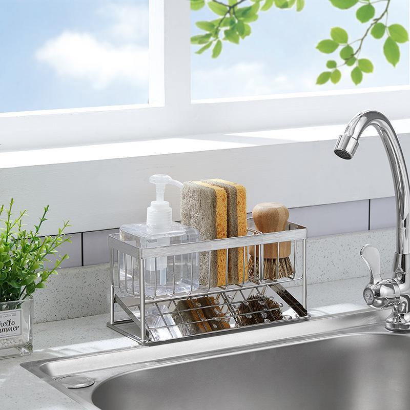 

304 Stainless Steel Kitchen Sink Drain Rack Sponge Brush Holder Storage Rack Type A